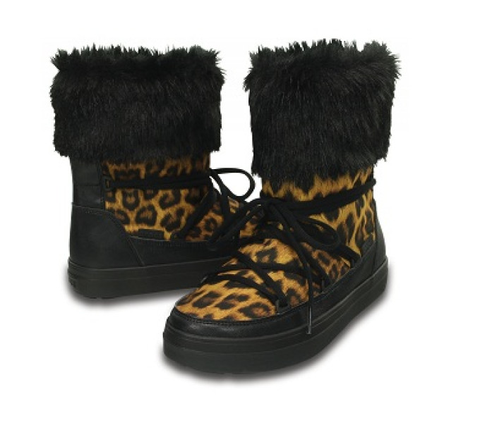 Жіночі чоботи Crocs Womens LodgePoint Lace Boot Leopard/Black (95K) – комфорт і стиль для холодної погоди