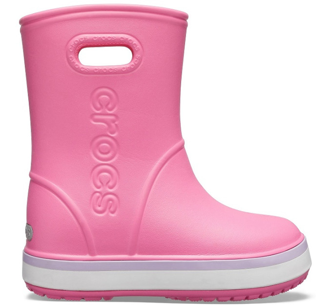 Дитячі гумові чоботи Crocs Kids’ Crocband Rain Boot Pink Lemonade / Lavender (6QM)