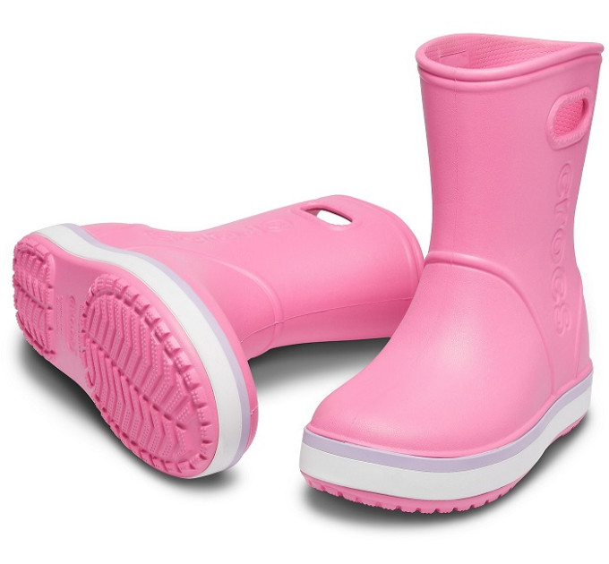 Дитячі гумові чоботи Crocs Kids’ Crocband Rain Boot Pink Lemonade / Lavender (6QM)